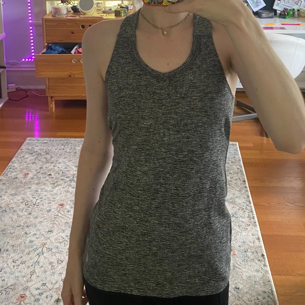 Grey Cross-Back Athletic Tank Top